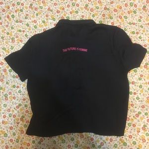 “The future is femme” crop top collar shirt
